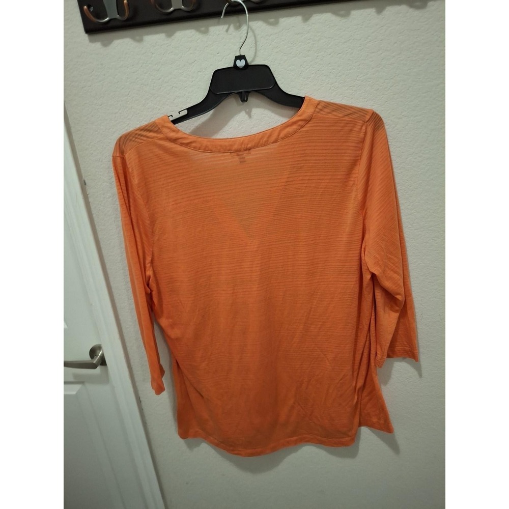3/$15 Talbots Size 2X Orange V Neck 3/4 Sleeve Travel Classic Blouse